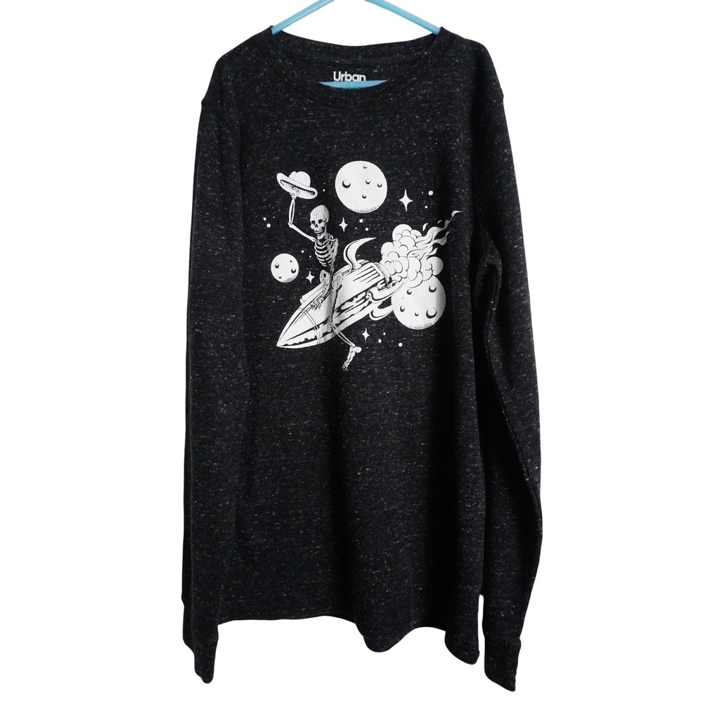 Urban Pipeline Graphic Thermal Long Sleeve Shirt XL Kids Space Skeleton Charcoal